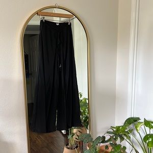 Karma Highway Black Silky Wrap Front Pants, One Size